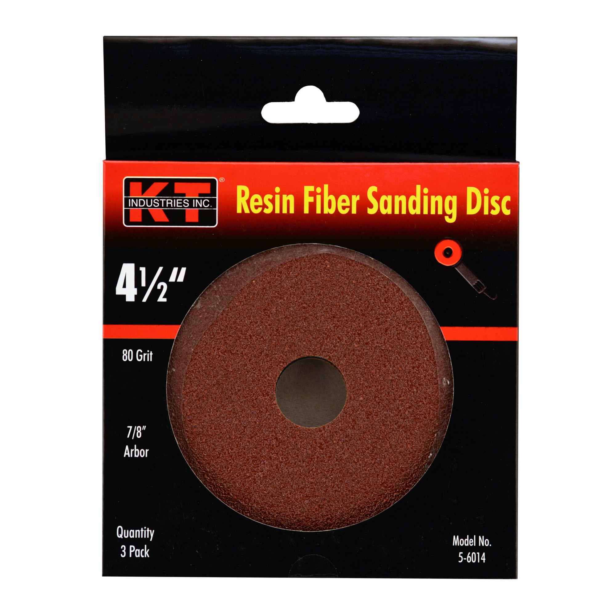 K-T Industries Sanding Discs — 4 1/2in., 80 Grit, Aluminum Oxide, 3 Pk., Model# 5-6014